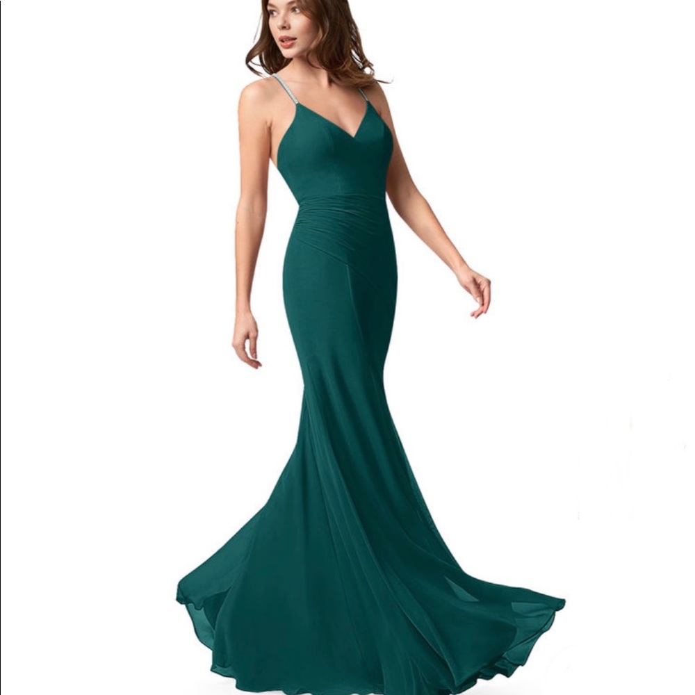Azazie peacock green bridesmaid dress size A0